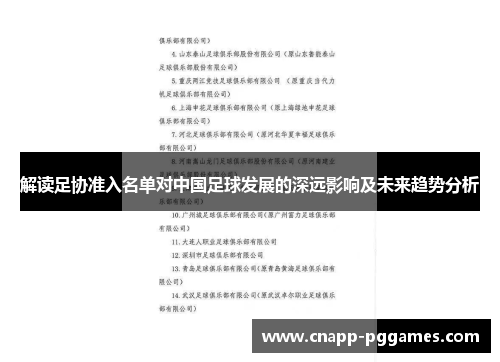 解读足协准入名单对中国足球发展的深远影响及未来趋势分析 解读足协准入名单对中国足球发展的深远影响及未来趋势分析